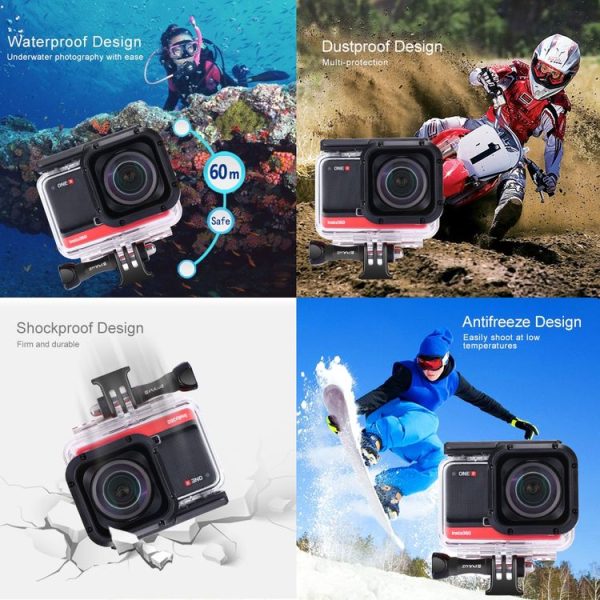 PULUZ 60m Underwater Depth Diving Case Waterproof Camera Housing for Insta360 ONE R 4K Wide-angle Edition (Transparent) - Image 6