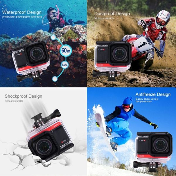 PULUZ 60m Underwater Depth Diving Case Waterproof Camera Housing for Insta360 ONE R 1.0 inch Edition (Transparent) - Image 6