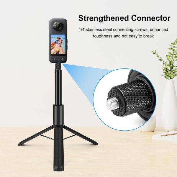 PULUZ 1.22m Retractable Invisible Selfie Stick with Tripod For Insta360 X4 / X3 (Black) - Image 5