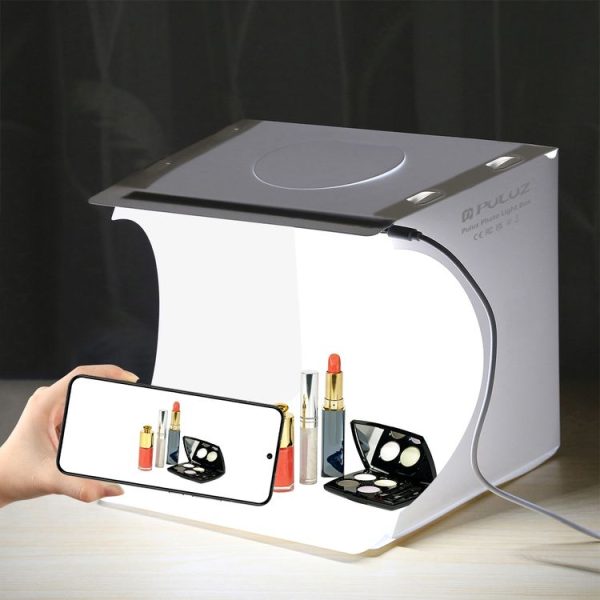 PULUZ 20cm Folding Portable 550LM Light Photo Lighting Studio Shooting Tent Box Kit with 2 Colors Backdrops (Black, White), Unfold Size: 24cm x 23cm x 23cm - Image 10