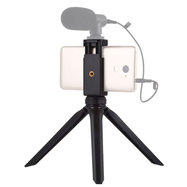 PULUZ Pocket Mini Plastic Tripod Mount with Phone Clamp for Smartphones (Black)