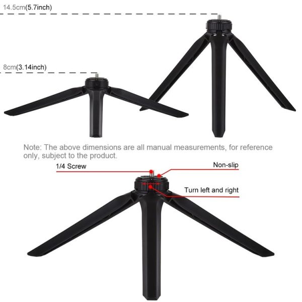 PULUZ Pocket Mini Plastic Tripod Mount with Phone Clamp for Smartphones (Black) - Image 4
