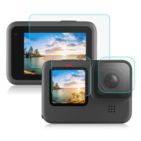 PULUZ for GoPro Hero12 Black / 11 Black / 10 Black / 9 Black Lens + LCD Display 9H 2.5D Tempered Glass Film