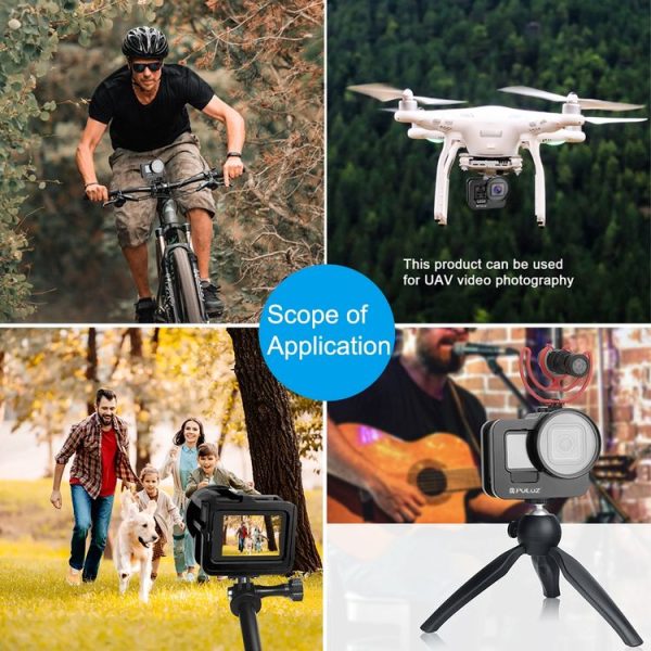 PULUZ for GoPro HERO12 Black / 11 Black / 10 Black / 9 Black Thicken Housing Shell CNC Aluminum Alloy Protective Cage with Insurance Frame & 52mm UV Lens (Black) - Image 8