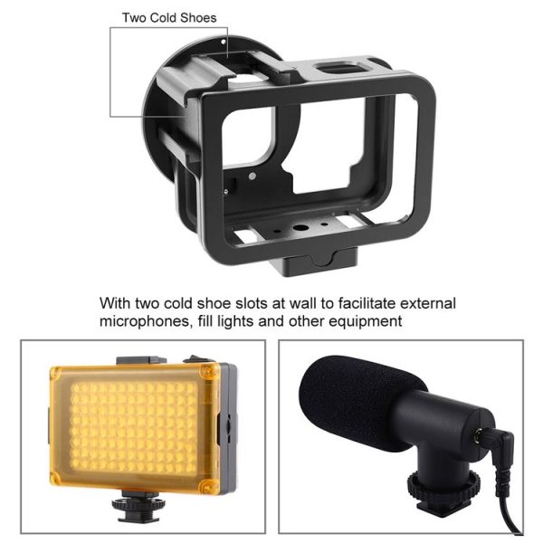 GoPro HERO13 Black / 12 Black / 11 Black / 10 Black / 9 Black PULUZ Thin Housing Shell CNC Aluminum Alloy Protective Cage with Insurance Frame & 52mm UV Lens (Black) - Image 5