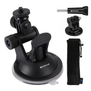 PULUZ Car Suction Cup Mount with Screw & Tripod Mount Adapter & Storage Bag for GoPro, Insta360, DJI and Other Action Cameras