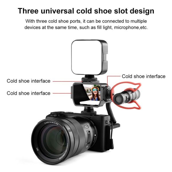 PULUZ Camera Vlog Selfie Flip Screen with Cold Shoe Mount Adapter for Mirrorless Camera (Black) - Image 3