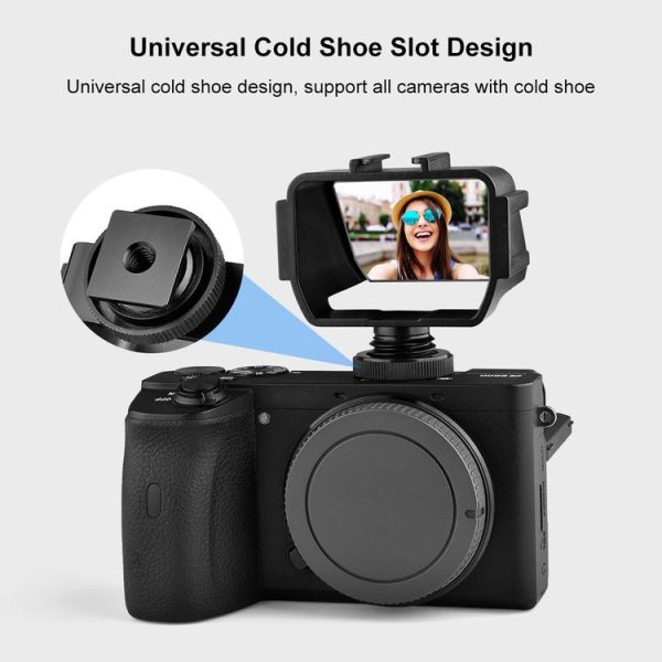 PULUZ Camera Vlog Selfie Flip Screen with Cold Shoe Mount Adapter for Mirrorless Camera (Black) - Image 4