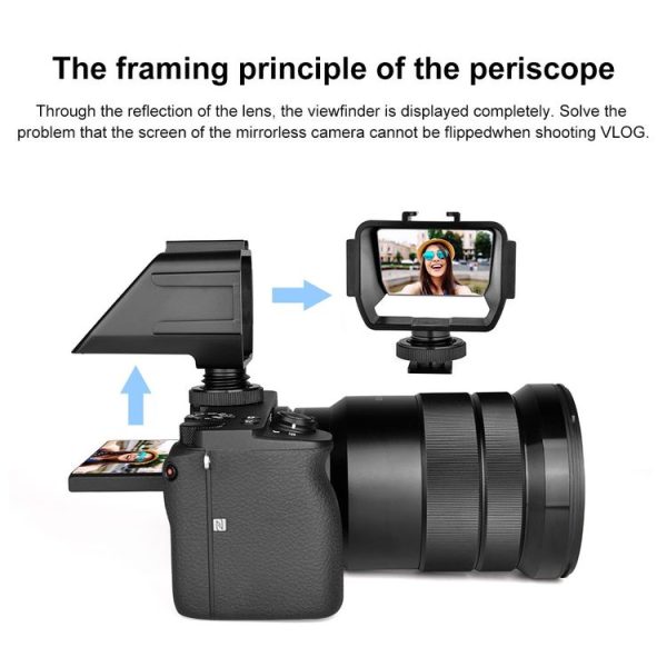 PULUZ Camera Vlog Selfie Flip Screen with Cold Shoe Mount Adapter for Mirrorless Camera (Black) - Image 6