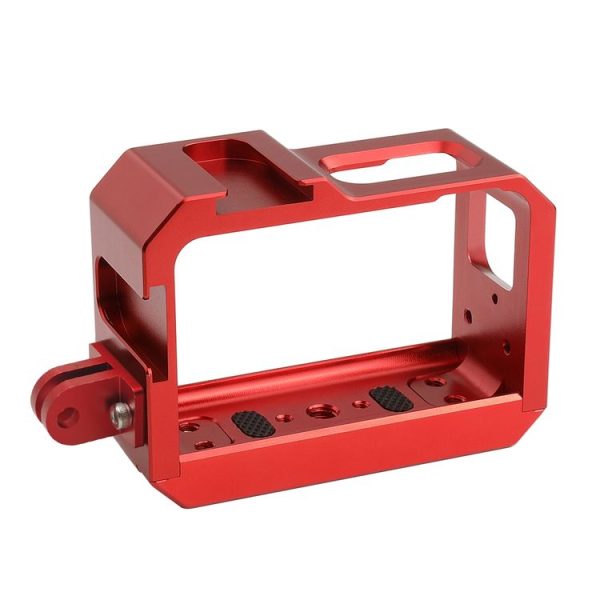 PULUZ Aluminum alloy Frame Mount Protective Case Cage with Cold Shoe Base Slot & Tripod Base Adapter for Insta360 One R (Red) - Image 2