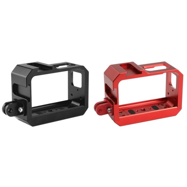 PULUZ Aluminum alloy Frame Mount Protective Case Cage with Cold Shoe Base Slot & Tripod Base Adapter for Insta360 One R (Red) - Image 9