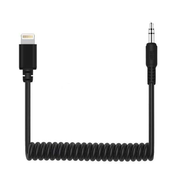 PULUZ 3.5mm TRRS Male to 8 Pin Male Live Microphone Audio Adapter Spring Coiled Cable for iPhone, Cable Stretching to 100cm (Black) - Image 2