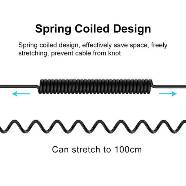 PULUZ 3.5mm TRRS Male to 8 Pin Male Live Microphone Audio Adapter Spring Coiled Cable for iPhone, Cable Stretching to 100cm (Black) - Image 3