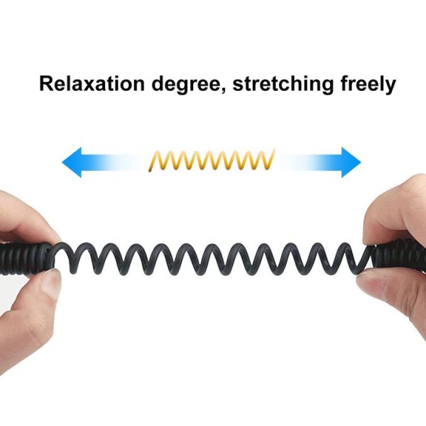 PULUZ 3.5mm TRRS Male to 8 Pin Male Live Microphone Audio Adapter Spring Coiled Cable for iPhone, Cable Stretching to 100cm (Black) - Image 4