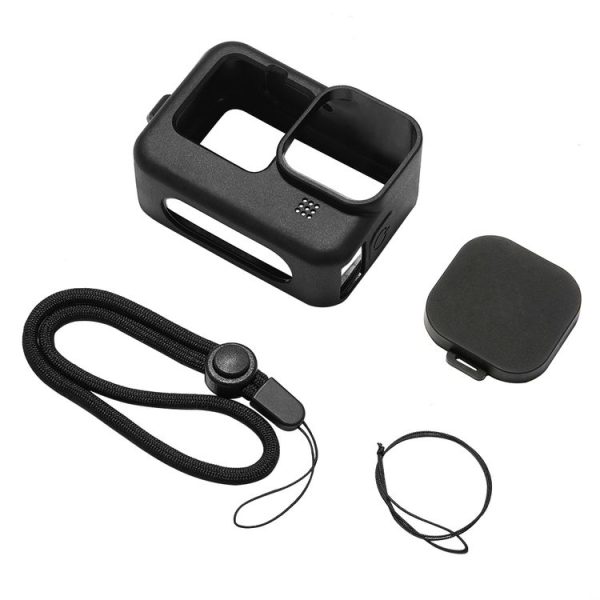 PULUZ for GoPro HERO12 Black / 11 Black / 10 Black / 9 Black Silicone Protective Case Cover with Wrist Strap & Lens Cover (Black) - Image 7