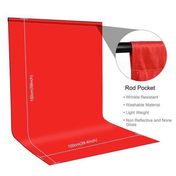 PULUZ 1m x 1.5m Photography Background Photo Studio Background Cloth Backdrop (Red) - Image 2