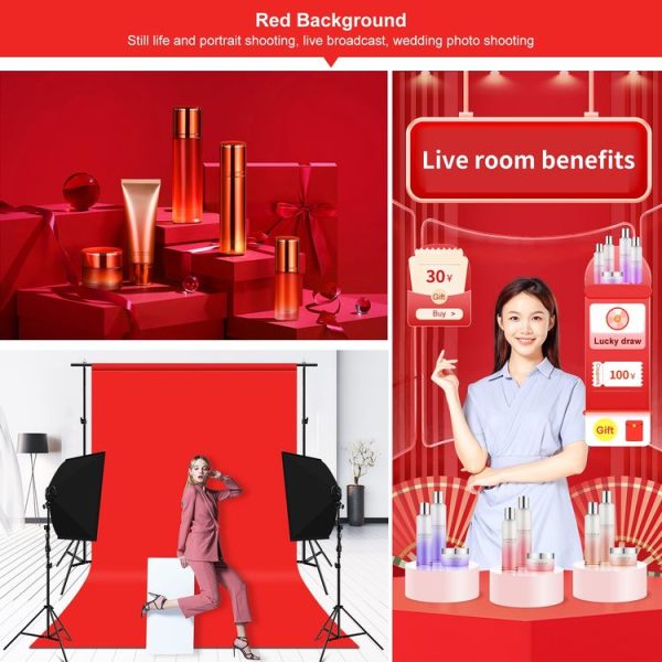 PULUZ 1m x 1.5m Photography Background Photo Studio Background Cloth Backdrop (Red) - Image 7