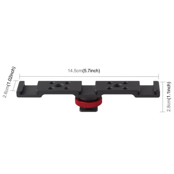 PULUZ Three-head Cold Shoe Bracket Mount (Black) - Image 2