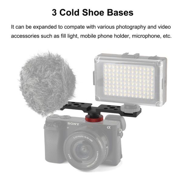 PULUZ Three-head Cold Shoe Bracket Mount (Black) - Image 4