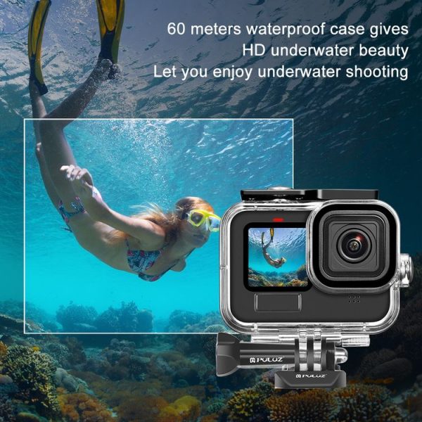 GoPro HERO13 Black / 12 Black / 11 Black / 10 Black / 9 Black PULUZ 60m Waterproof Housing Protective Case with Buckle Basic Mount & Screw - Image 6