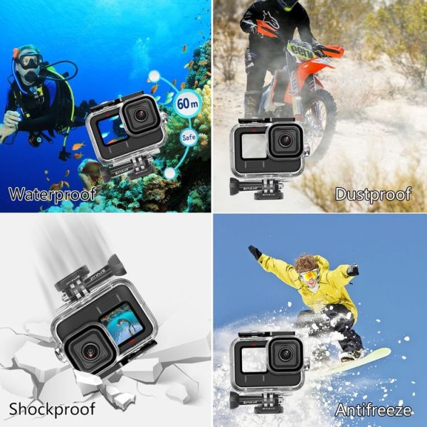 GoPro HERO13 Black / 12 Black / 11 Black / 10 Black / 9 Black PULUZ 60m Waterproof Housing Protective Case with Buckle Basic Mount & Screw - Image 7