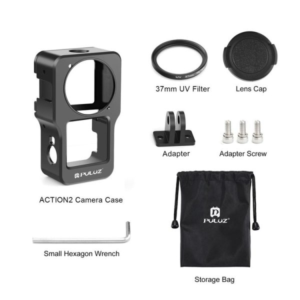 PULUZ CNC Aluminum Alloy Cage for DJI Action 2 (Black) - Image 7