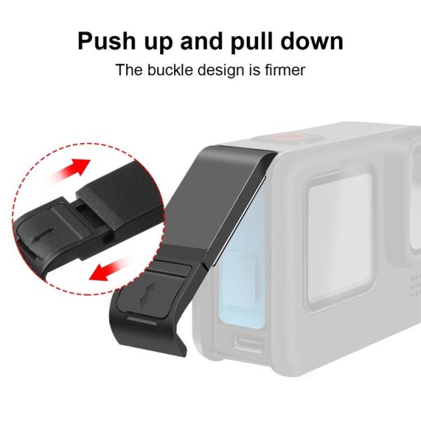 PULUZ for GoPro HERO12 Black / 11 Black / 10 Black / 9 Black Silicone Protective Case + POM Side Interface Cover with Wrist Strap & Lens Cover (Black) - Image 3
