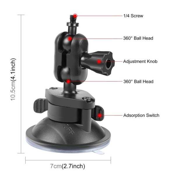 PULUZ 1 / 4 inch Magic Arm Suction Cup Mount (Black) - Image 2