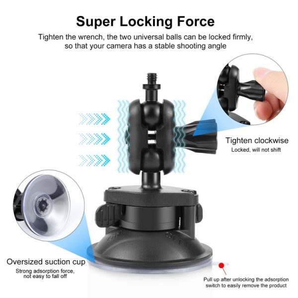 PULUZ 1 / 4 inch Magic Arm Suction Cup Mount (Black) - Image 3