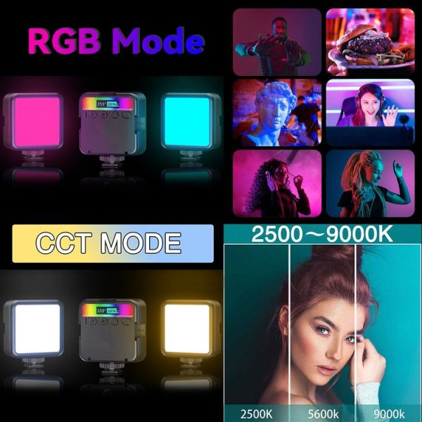 PULUZ Pocket 2500-9000K+RGB Full Color Beauty Fill Light Handheld Camera Photography LED Light (Black) - Image 4