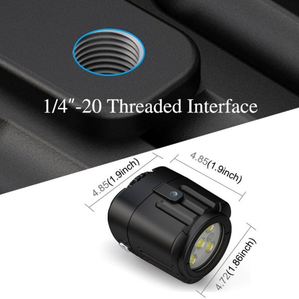 PULUZ 40m Underwater LED Photography Fill Light 1000LM 3.7V / 1100mAh Diving Light for GoPro, Insta360, DJI and Other Action Cameras (Black) - Image 2
