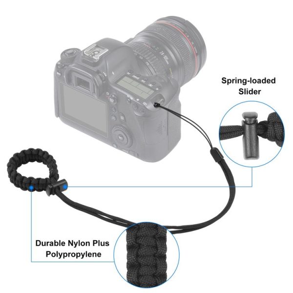 PULUZ Braided Sport Anti-lost Camera Adjustable Wrist Strap (Black) - Image 3