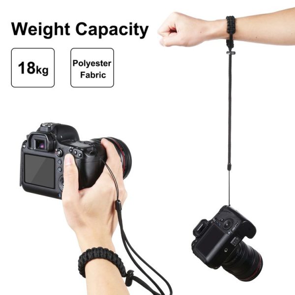 PULUZ Braided Sport Anti-lost Camera Adjustable Wrist Strap (Black) - Image 4