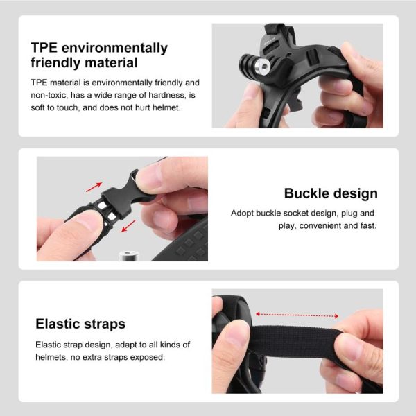 PULUZ Motorcycle Helmet Chin Strap Mount for GoPro, DJI Osmo Action and Other Action Cameras (Black) - Image 4