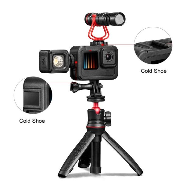 PULUZ Chargeable PA Frame Mount Cage with Cold Shoe Base Slot for GoPro HERO13 Black / 12 Black / 11 Black / 11 Black Mini / 10 Black / 9 BlackBlack) - Image 4