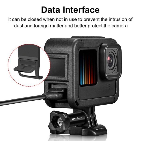 PULUZ Frame Expansion PA Cage with Side Interface Cover for GoPro HERO13 Black / 12 Black / 11 Black / 10 Black / 9 Black (Black) - Image 4