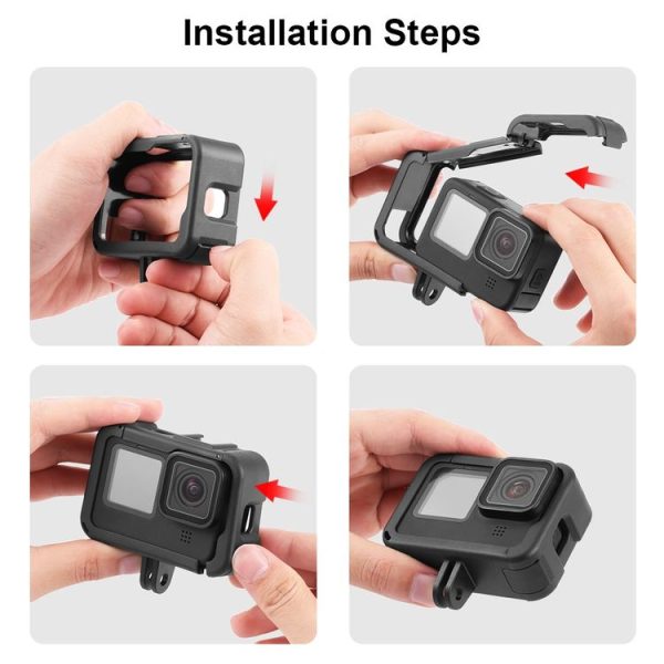 PULUZ Frame Expansion PA Cage with Side Interface Cover for GoPro HERO13 Black / 12 Black / 11 Black / 10 Black / 9 Black (Black) - Image 8