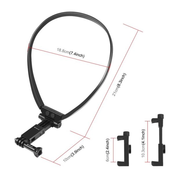 PULUZ Lazy Adjustable Neck Bracket for GoPro Action Camera Smartphones (Black) - Image 3