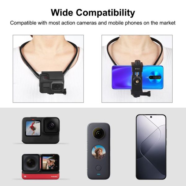 PULUZ Lazy Adjustable Neck Bracket for GoPro Action Camera Smartphones (Black) - Image 6