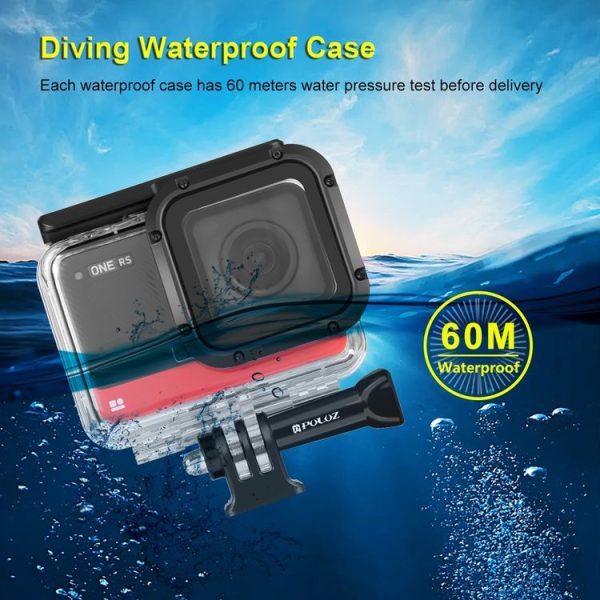 PULUZ 60m Underwater Depth Diving Case Waterproof Camera Housing for Insta360 One RS 4K Edition (Transparent) - Image 5