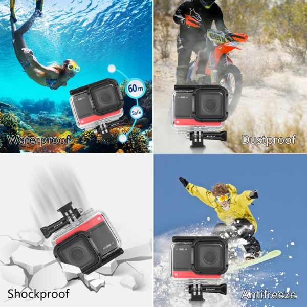 PULUZ 60m Underwater Depth Diving Case Waterproof Camera Housing for Insta360 One RS 4K Edition (Transparent) - Image 6