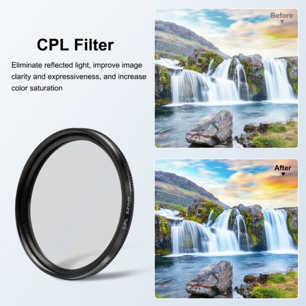 PULUZ 52mm CPL + UV Lens Filter with Adapter Ring for GoPro HERO12 Black / 11 Black / 11 Black Mini / 10 Black / 9 Black - Image 5