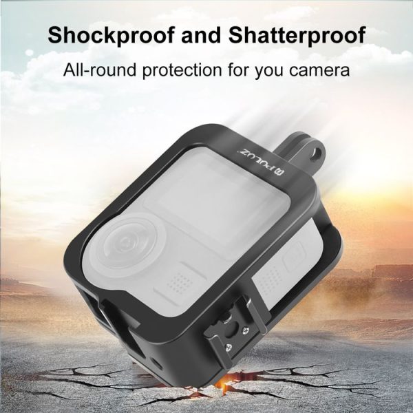 PULUZ Aluminum Alloy Protective Cage Frame with Cold Shoe for GoPro Max (Black) - Image 5