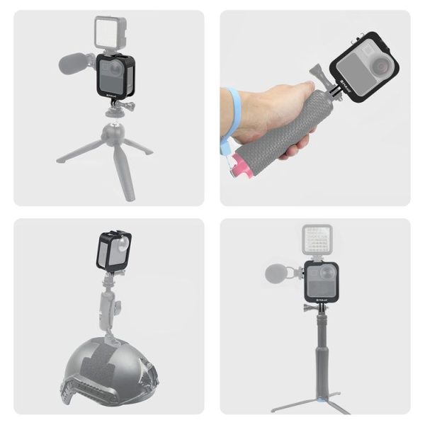 PULUZ Aluminum Alloy Protective Cage Frame with Cold Shoe for GoPro Max (Black) - Image 7