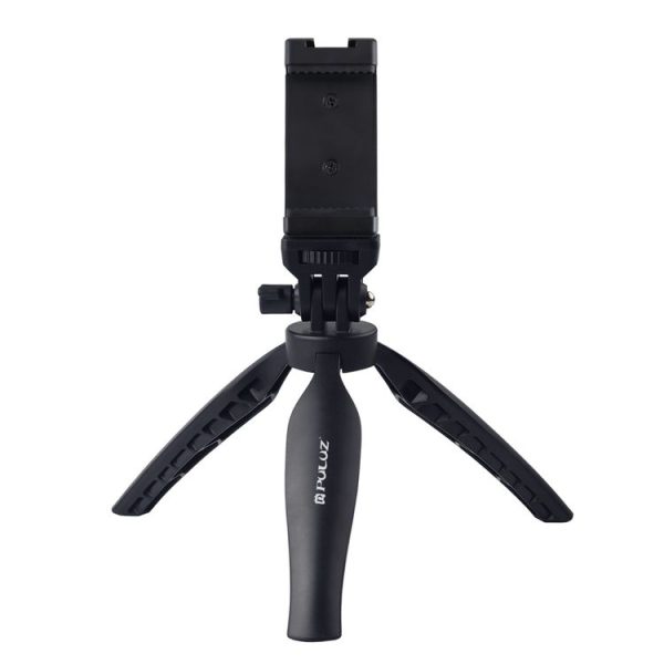 PULUZ Desk Plastic Tripod Mount with Phone Clamp & Adjusting Tripod Head for Smartphones (Black) - Image 2