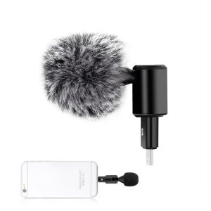PULUZ 8PIN Jack Mobile Phone Omnidirectional Condenser Adjustable Microphone (Black)