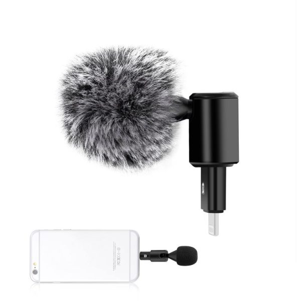 PULUZ 8PIN Jack Mobile Phone Omnidirectional Condenser Adjustable Microphone (Black)