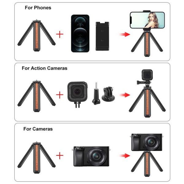 PULUZ Inlaid Wood Desktop Vlogging Live Tripod Holder (Black) - Image 4