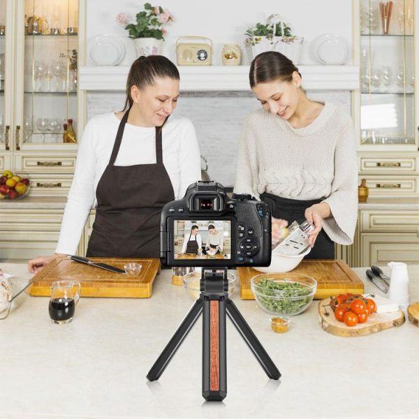 PULUZ Inlaid Wood Desktop Vlogging Live Tripod Holder with Tripod Head (Black) - Image 7