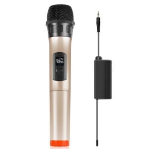 PULUZ UHF Wireless Dynamic Microphone with LED Display (Gold)